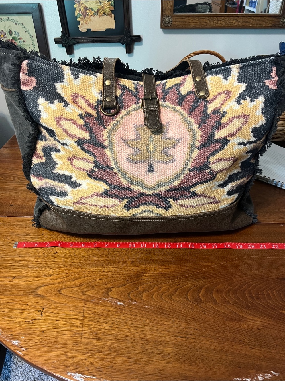 Myra Bag Weekender Pink, Yellow & Black Boho Tapestry Tote